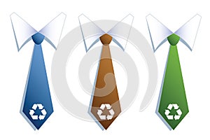 Three businessman neckties with recycle symbols.