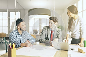 Three businessmen working