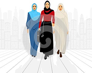 Three businesswomen in city