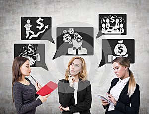 Three businesswomen and a money talk