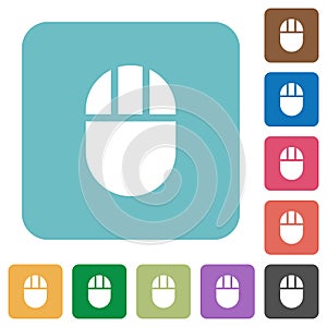 Three buttoned computer mouse rounded square flat icons