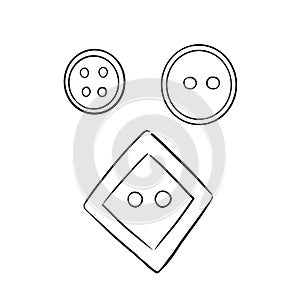 Three buttons, black and white illustration