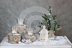 Three candles and Christmas tree