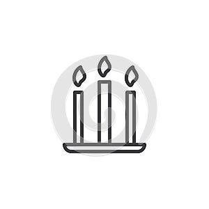 Three candles line icon