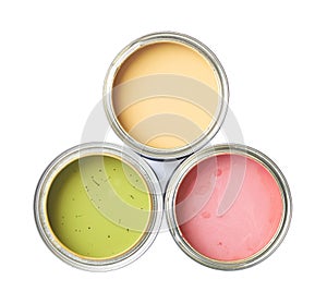 Three cans of paint isolated