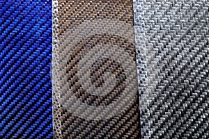 Three canvas carbon fiber sheet texture background.
