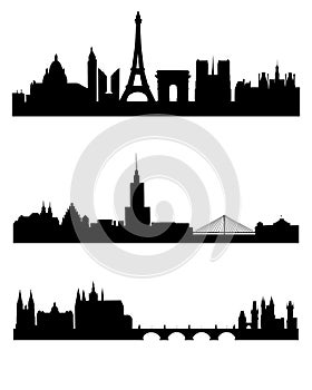 Three capitals silhouettes