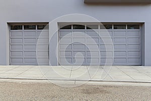 Three car garage door on slop