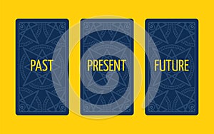 Three card tarot spread. Past, present and future