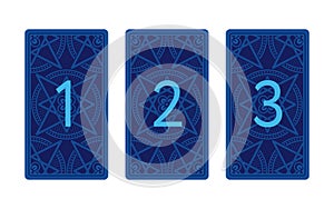 Three card tarot spread. Reverse side