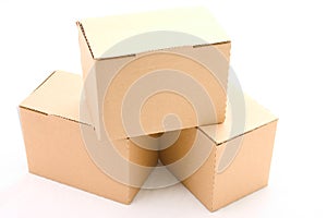 Three cardboard boxes