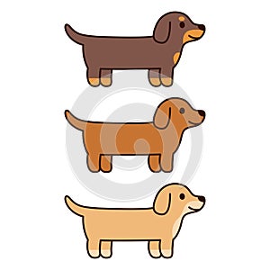 Three cartoon Dachshunds