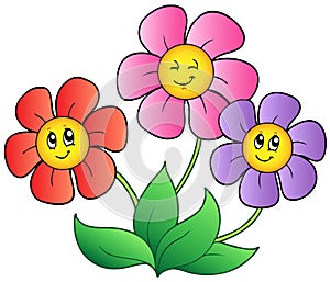 Three cartoon flowers photo