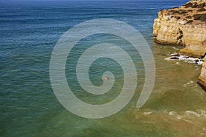 Three Castles beach in Portimao, District Faro, Algarve, Southern Portugal. Landscape, region