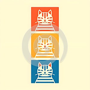 Three cats, each with a distinct color and pattern.