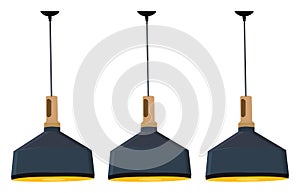 Three ceiling lamps, icon