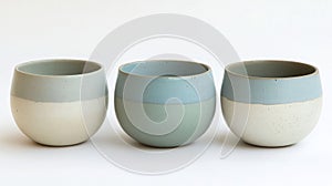 Three Ceramic Cups in Two Tone Pastel Colors