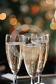 Three champagne glasses