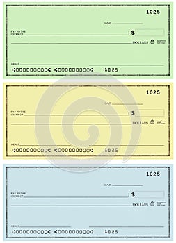 Three checks with no name and false numbers photo
