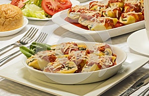 Three cheese stuffed jumbo pasta shells