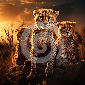 Three Cheetahs Serengeti