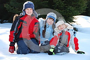 Three Children in Snow