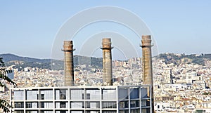 Three chimneys on the Paralelo de Barcelona photo