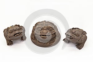 Three Chinese Feng Shui Frog with coins.
