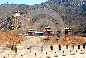 Three chinese pagoda and Great Wall(China)