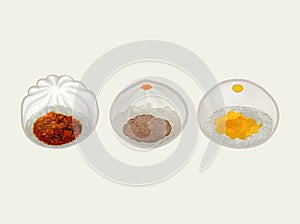 Three Chinese steamed buns illustration