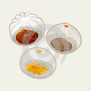 Three Chinese steamed buns illustration