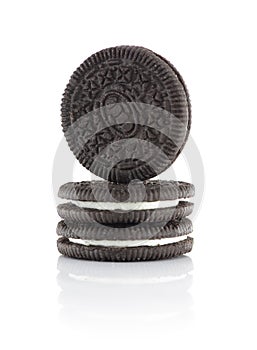 Three Chocolate Biscuits Filled With Cream