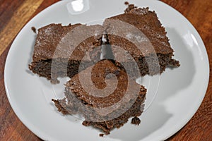 Three chocolate brownies