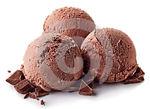 Three chocolate ice cream balls