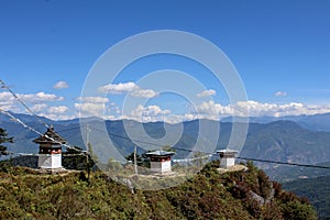 Three chortens in Bhutan