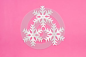 Three Christmas decoration white snowflakes
