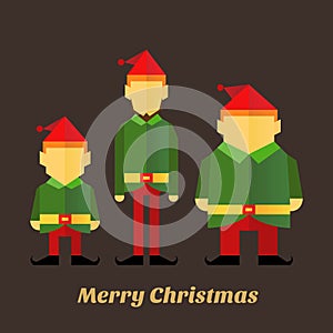 Three christmas elf in various sizes icon