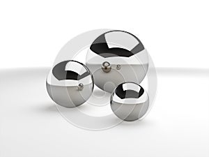 Three chrome spheres