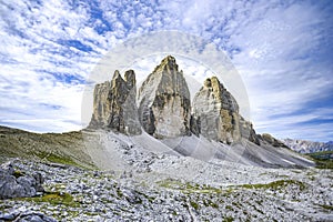 Three cimes, peaks in the Italian Dolomites. .Three cimes, peaks in the Italian Dolomites