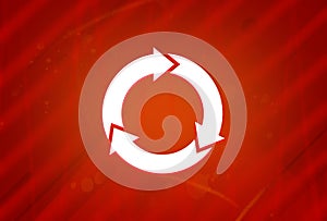 Three circle arrows icon isolated on abstract red gradient magnificence background
