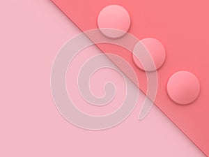 Three circle shape pink tilted corner soft pink background minimal abstract 3d render