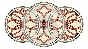 Three circular geometric floral decorative patterns abstract vector design Generative AI