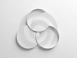 Three circular objects isolated on white background