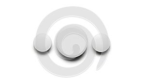 Three circular objects in a row