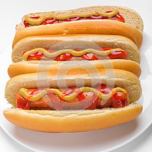 Three classic hotdogs