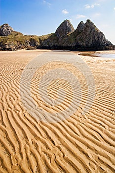 Three cliffs bay in Gower, Wales, UK