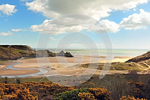 Three Cliffs bay in Wales