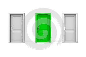 Three Closed Doors - Grey and Green
