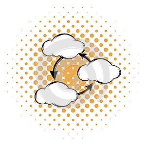 Three clouds communicating with each other icon
