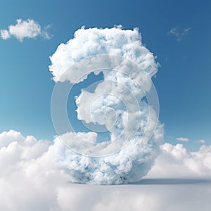 Energetic Dynamism: Cloudy Representation Of Number Three In Blue Sky photo